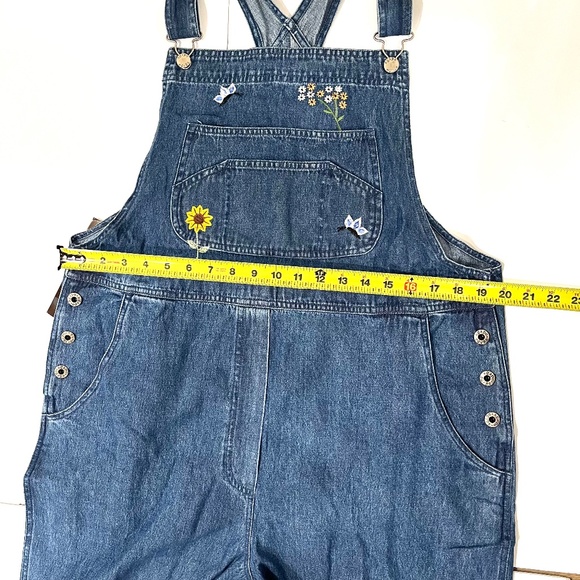 Vintage AGAPO Embroidered Denim Crop Overalls - Size L - Picture 7 of 8
